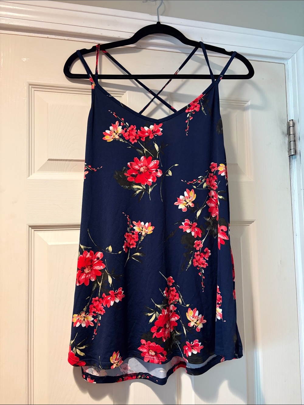Papermoon Strappy Swing Tank Top in Navy Floral XL